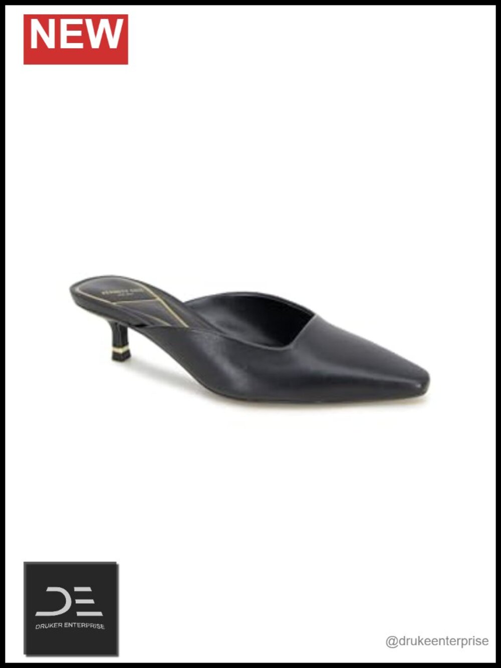 Leather Mule Kitten Heel Pointed Toe Slip-On Women's Shoes